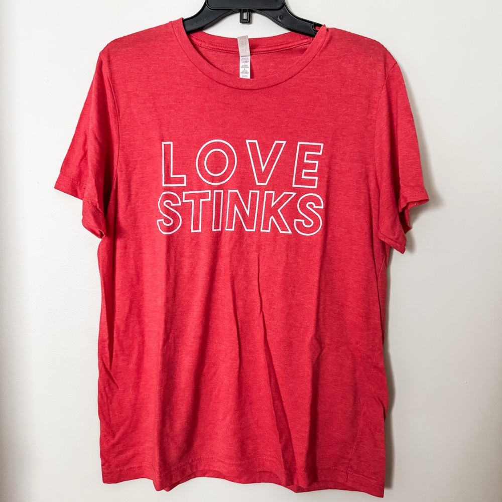 Love Stinks Valentine’s or Galentine’s Graphic T-Shirt Bella Canvas Red